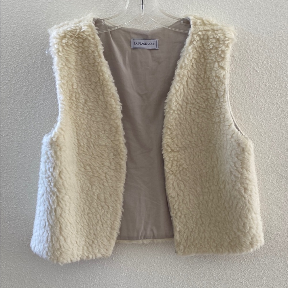 100% Wool Cream Shearling Vest hand made in Feance